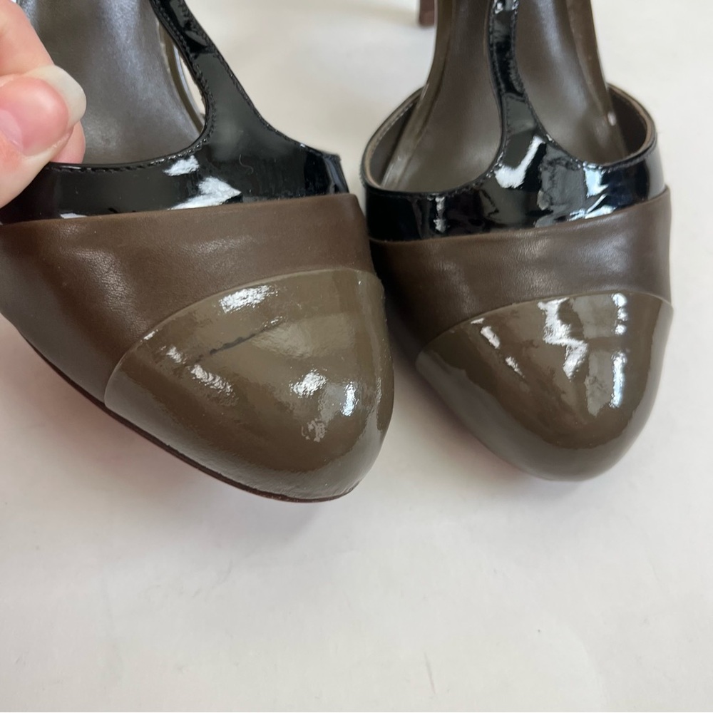 Tory Burch Lexa T Strap Slingback Heels 8.5 Two Tone Pumps - Picture 7 of 16